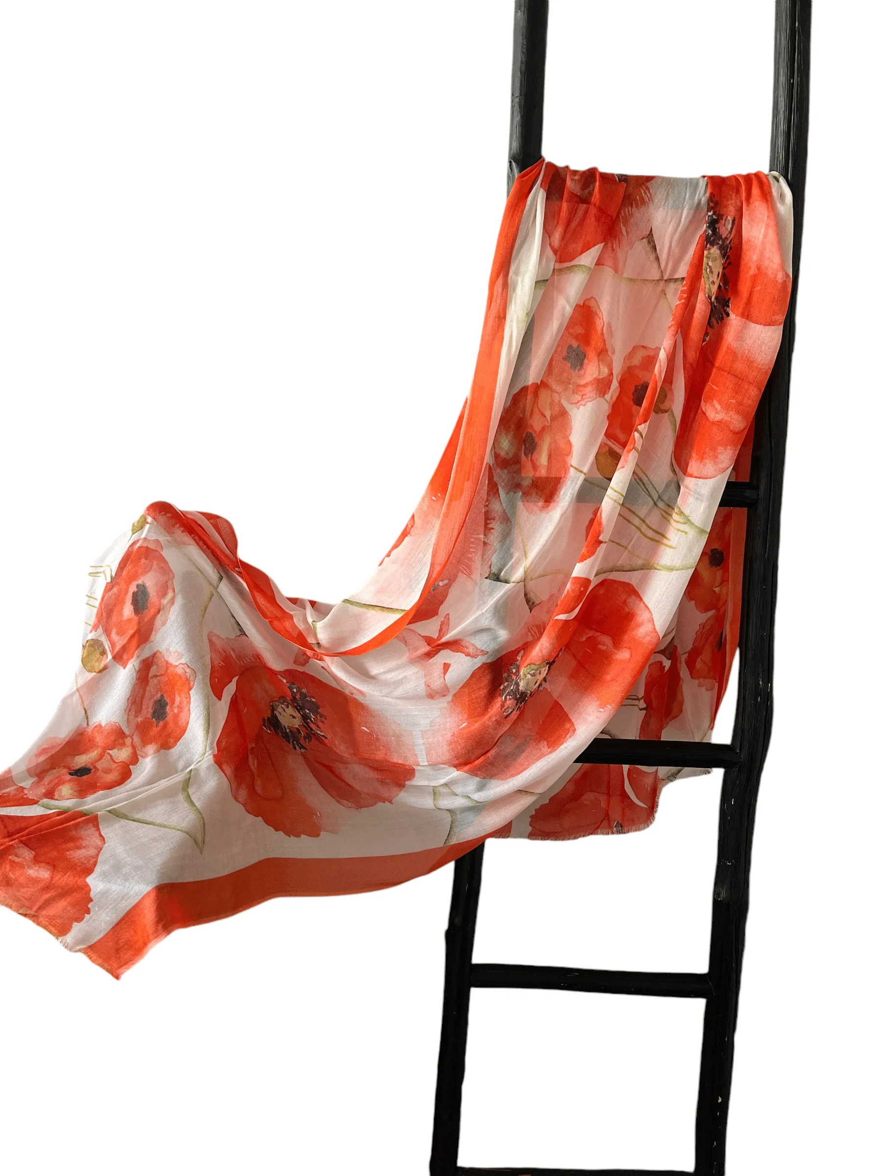 🌺 Poppy Scarf Red- Luxury Bloom Deluxe II - Silk Modal Shawl