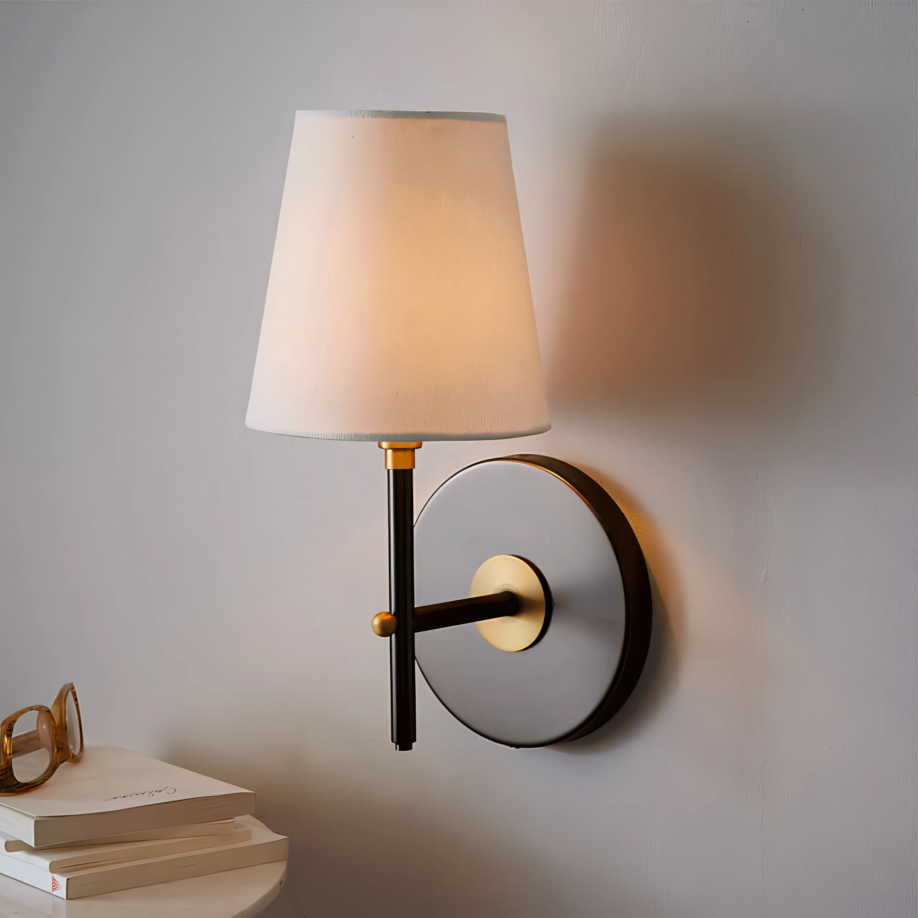 Amera - Modern/Vintage Fabric Shade Wall Light