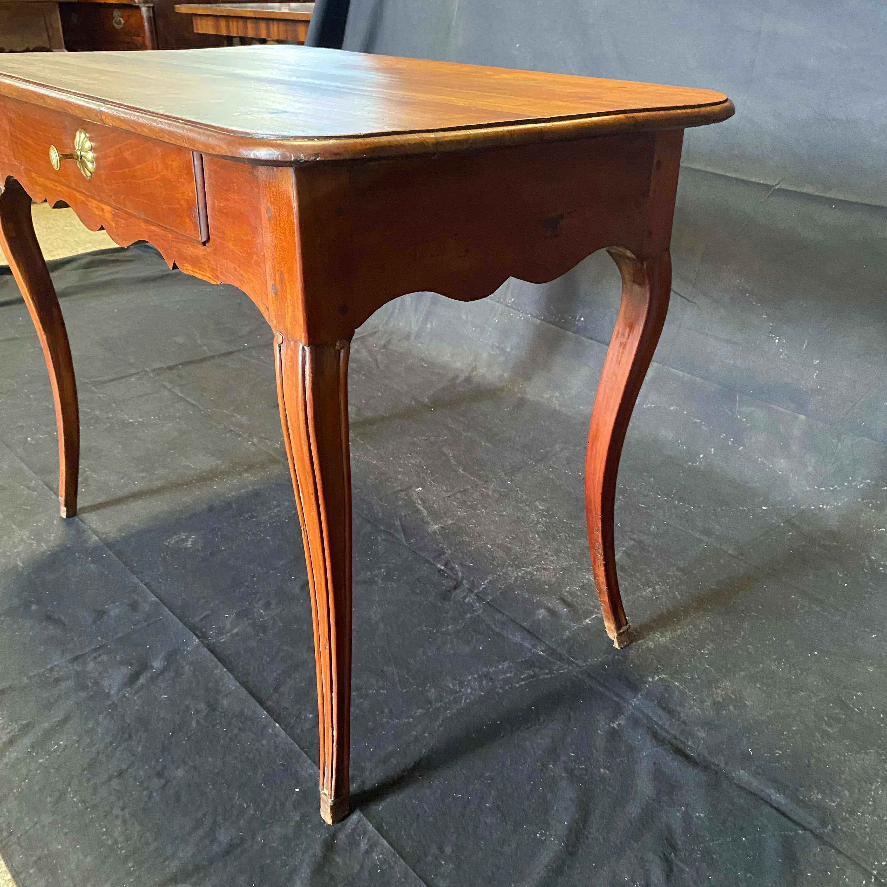 Antique French Provincial Cherry Petite Desk or Side Table with Hoof Feet