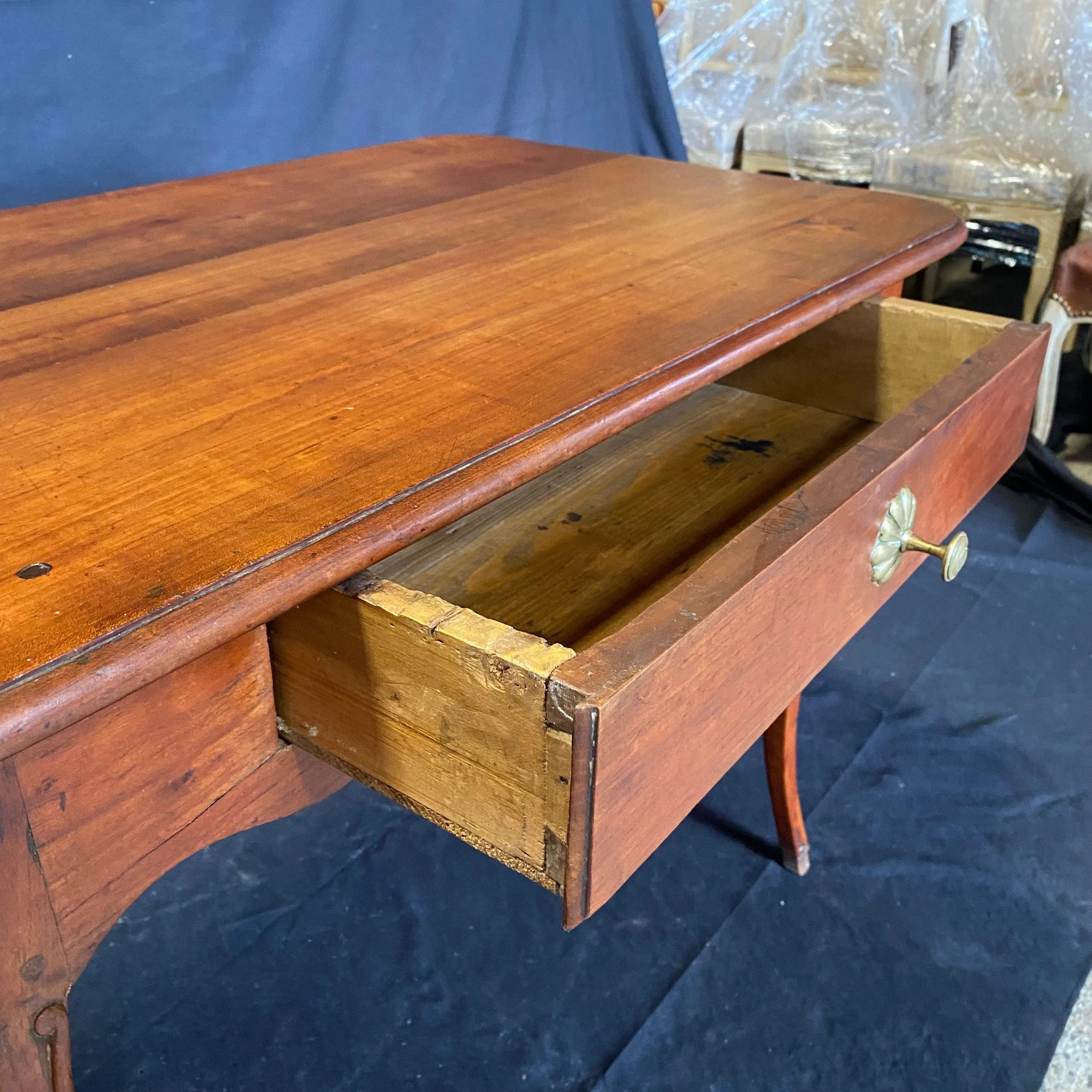 Antique French Provincial Cherry Petite Desk or Side Table with Hoof Feet