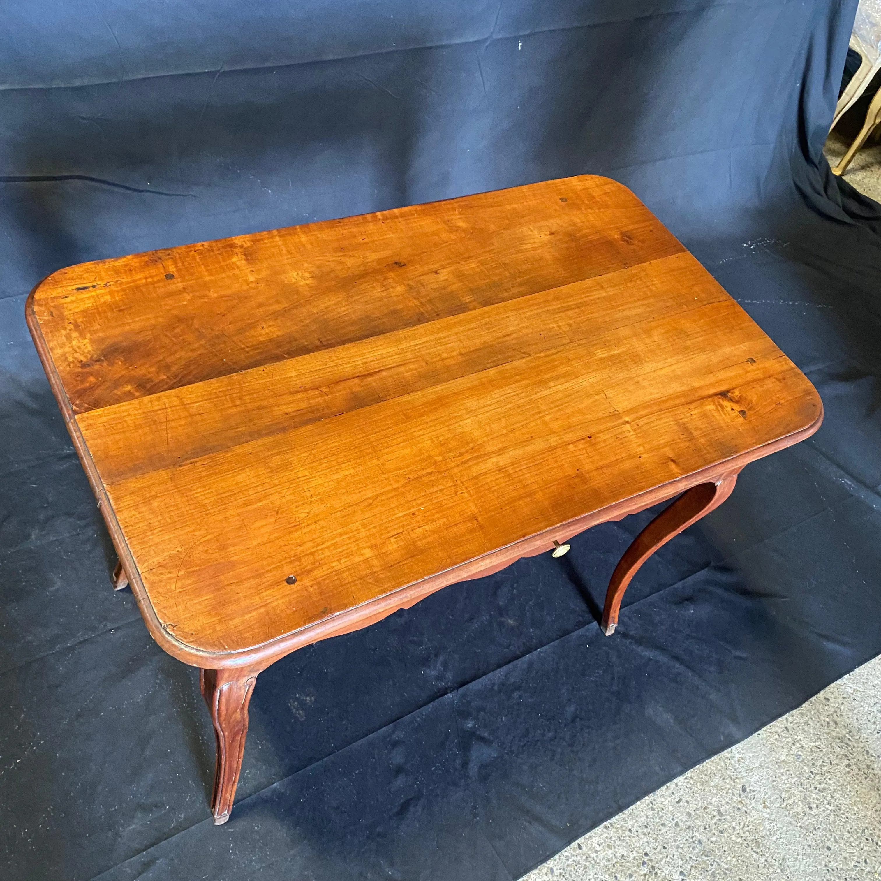 Antique French Provincial Cherry Petite Desk or Side Table with Hoof Feet