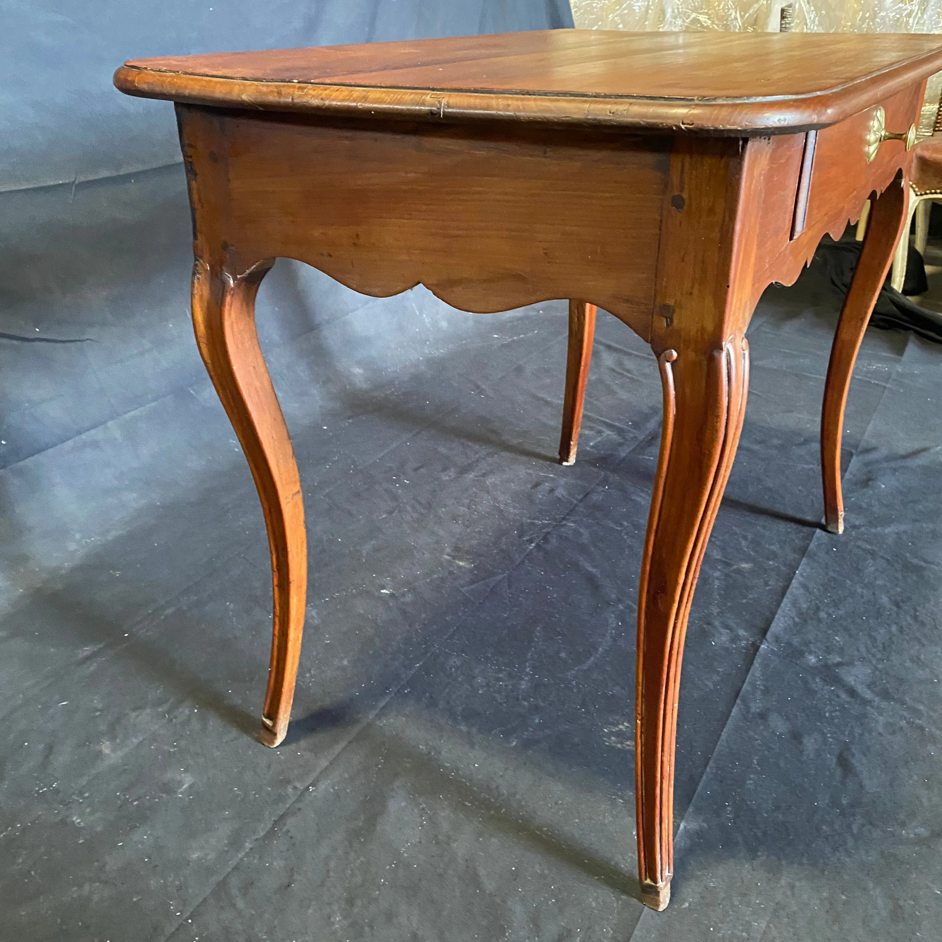 Antique French Provincial Cherry Petite Desk or Side Table with Hoof Feet