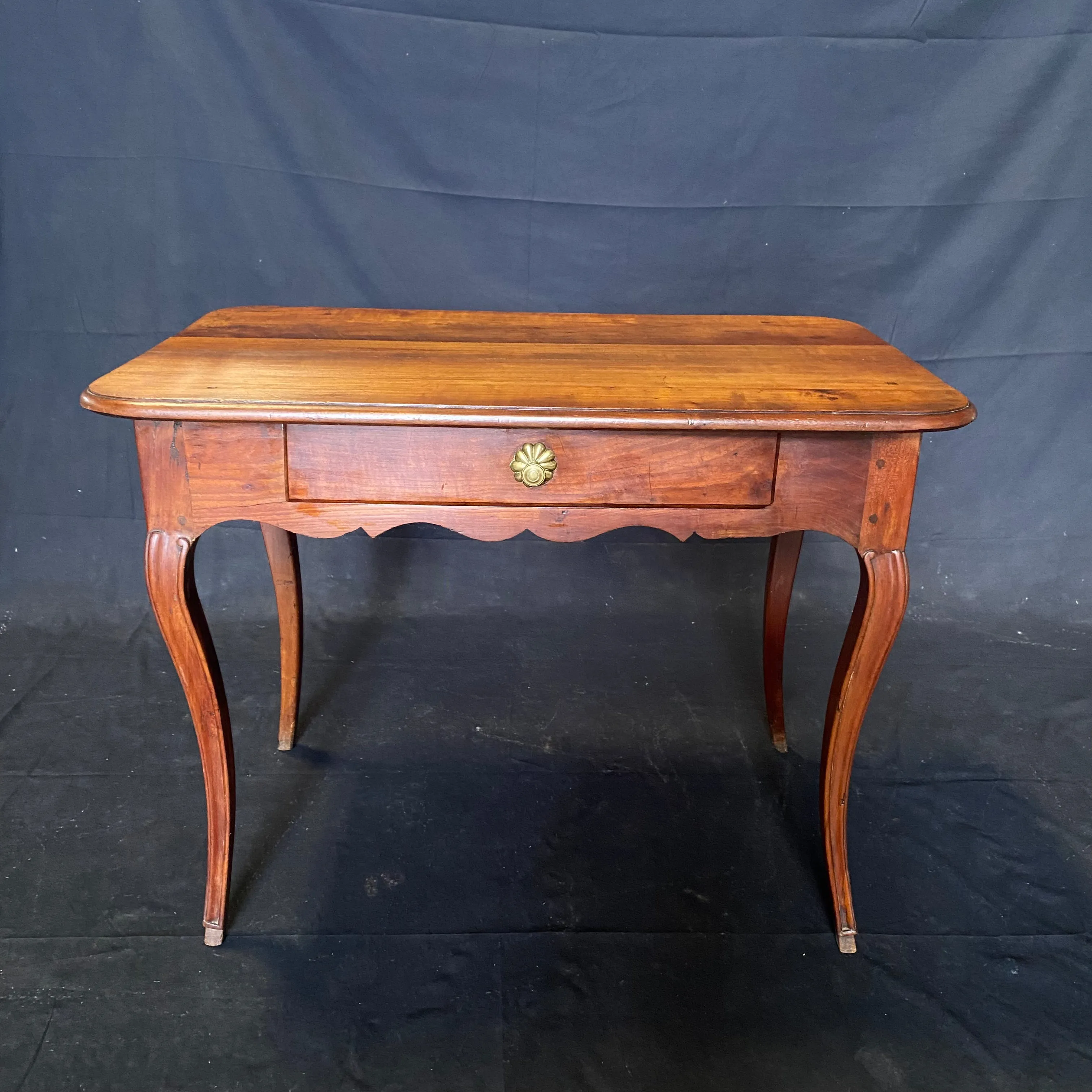 Antique French Provincial Cherry Petite Desk or Side Table with Hoof Feet