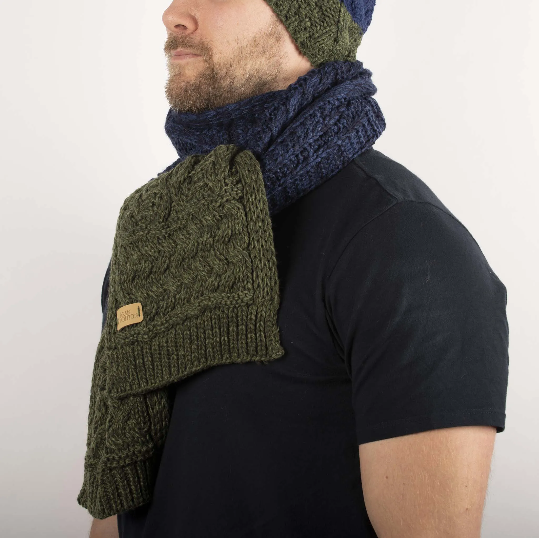 Aran Cable Knit Colour Block Scarf