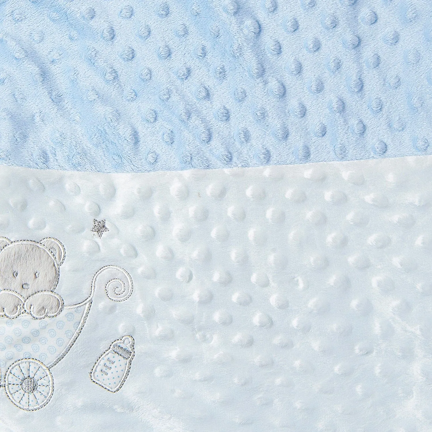 Baby Bear In Pram Soft Reversible Bubble Fur Blanket Blue