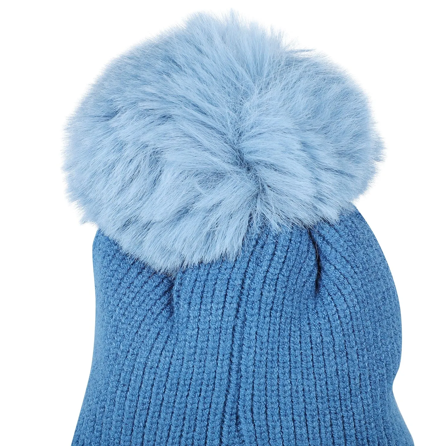 Baby Moo Tweety Eyes Pom Pom Woollen Cap - Blue