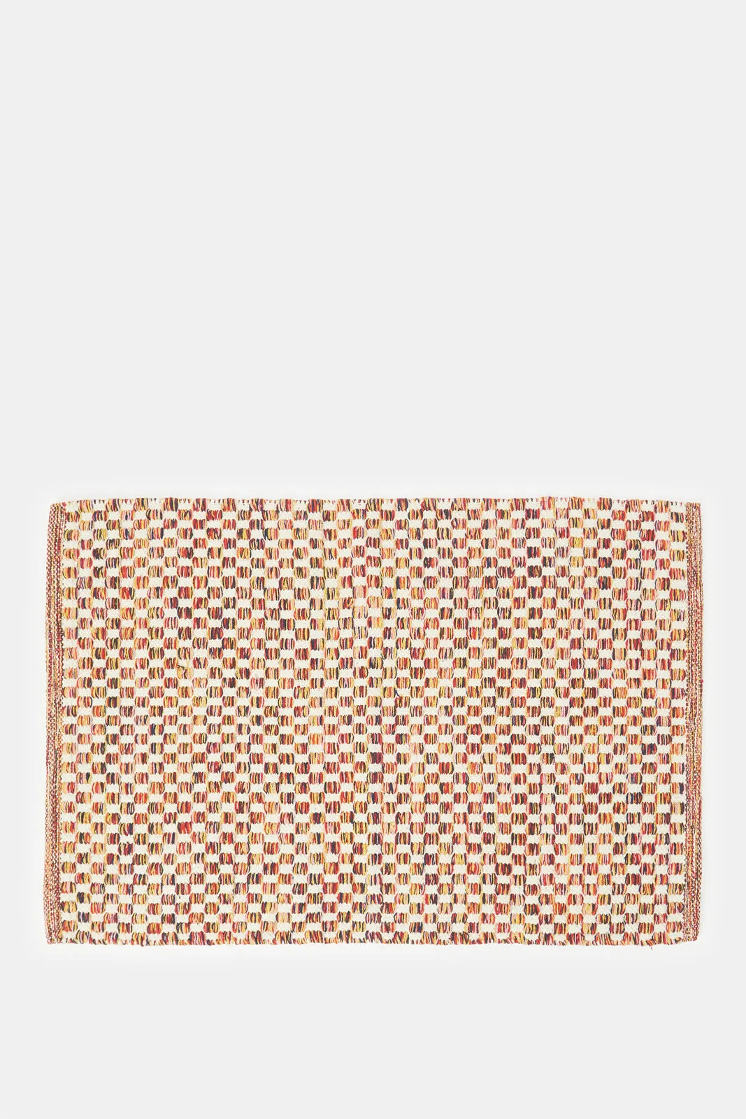 Beige And Brown Rectangle Cotton Woven Dhurrie