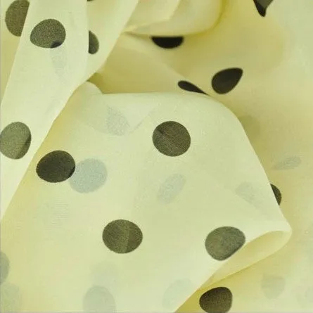 BEIGE POLKA DOT SCARF - 67x26"