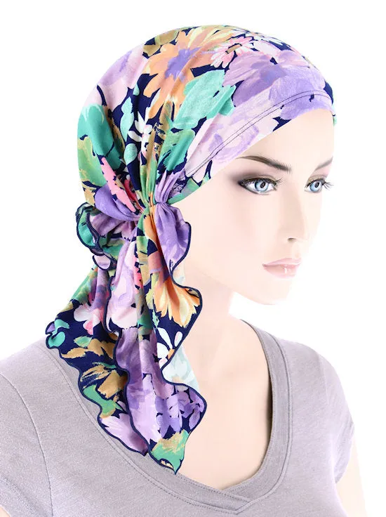 Bella Scarf Navy Lilac Bold Floral