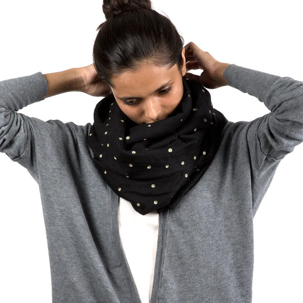 Black and Gold Geo Polka Cashmere Scarf