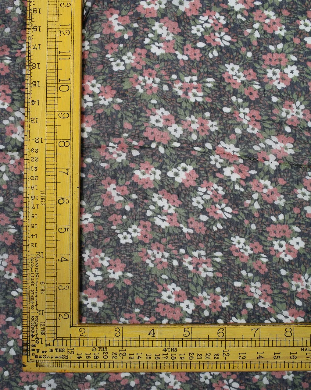 Black And Multicolor Floral Print Polyester Chiffon Fabric