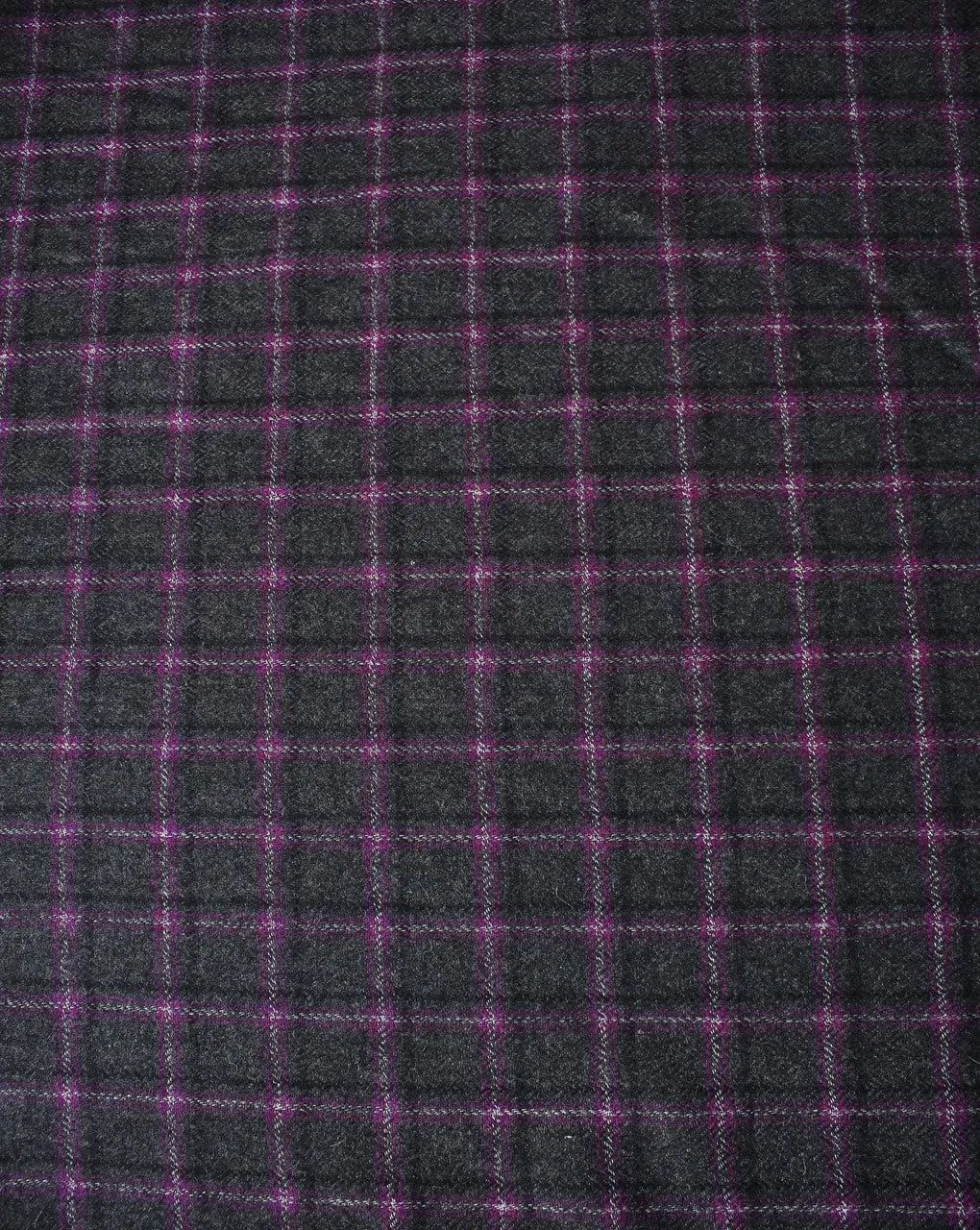 Black And Purple Checks Woolen Tweed Fabric