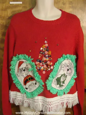 Bling Holiday Tree Cat Christmas Sweater