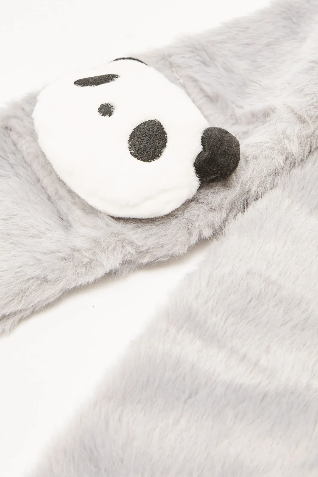 Boys Grey Panda Embroidered Scarf