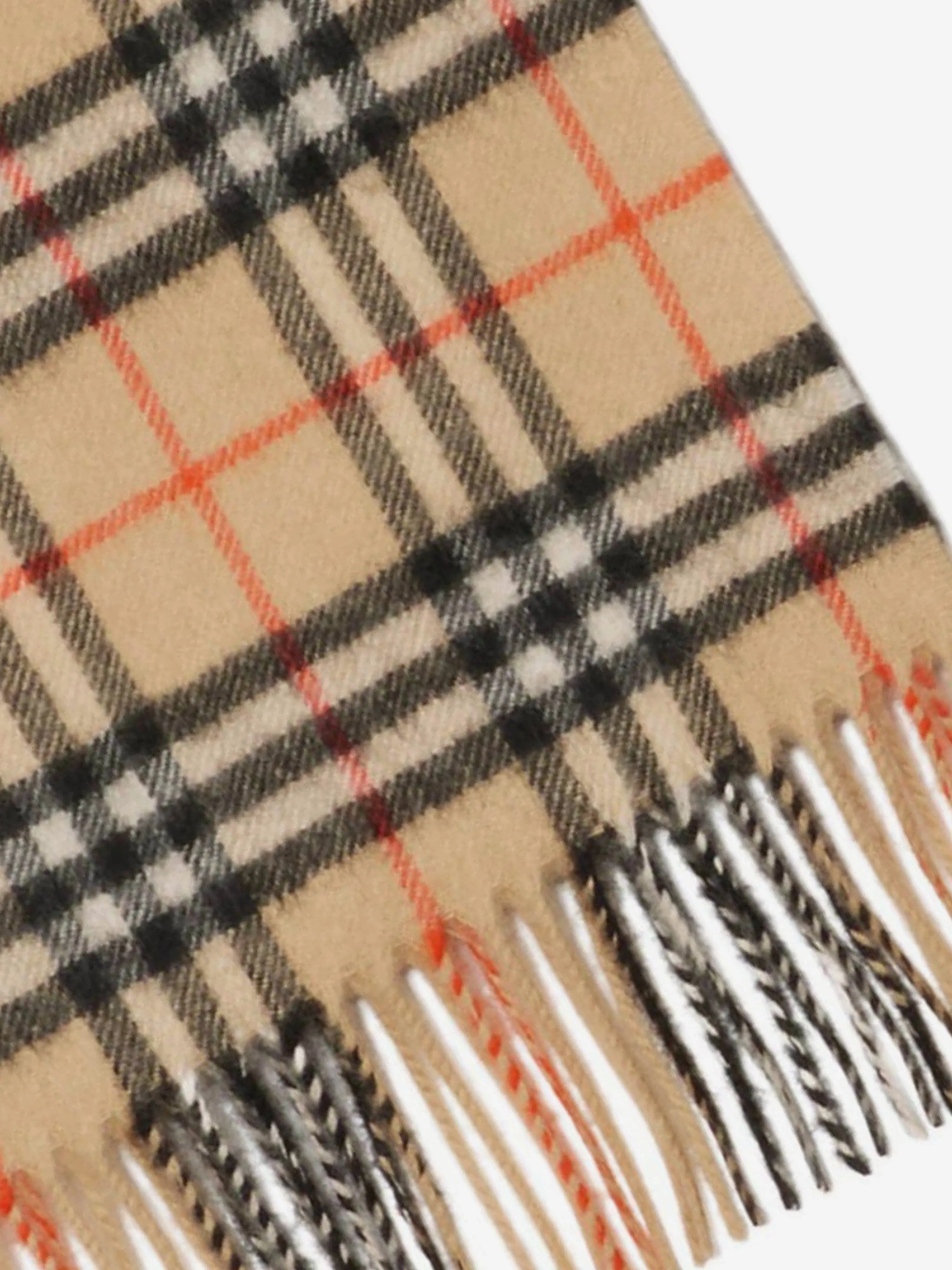 Burberry Kids Check Cashmere Scarf in Beige