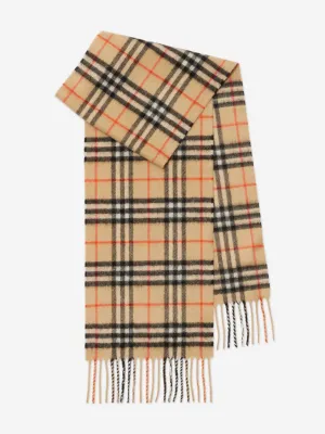 Burberry Kids Check Cashmere Scarf in Beige