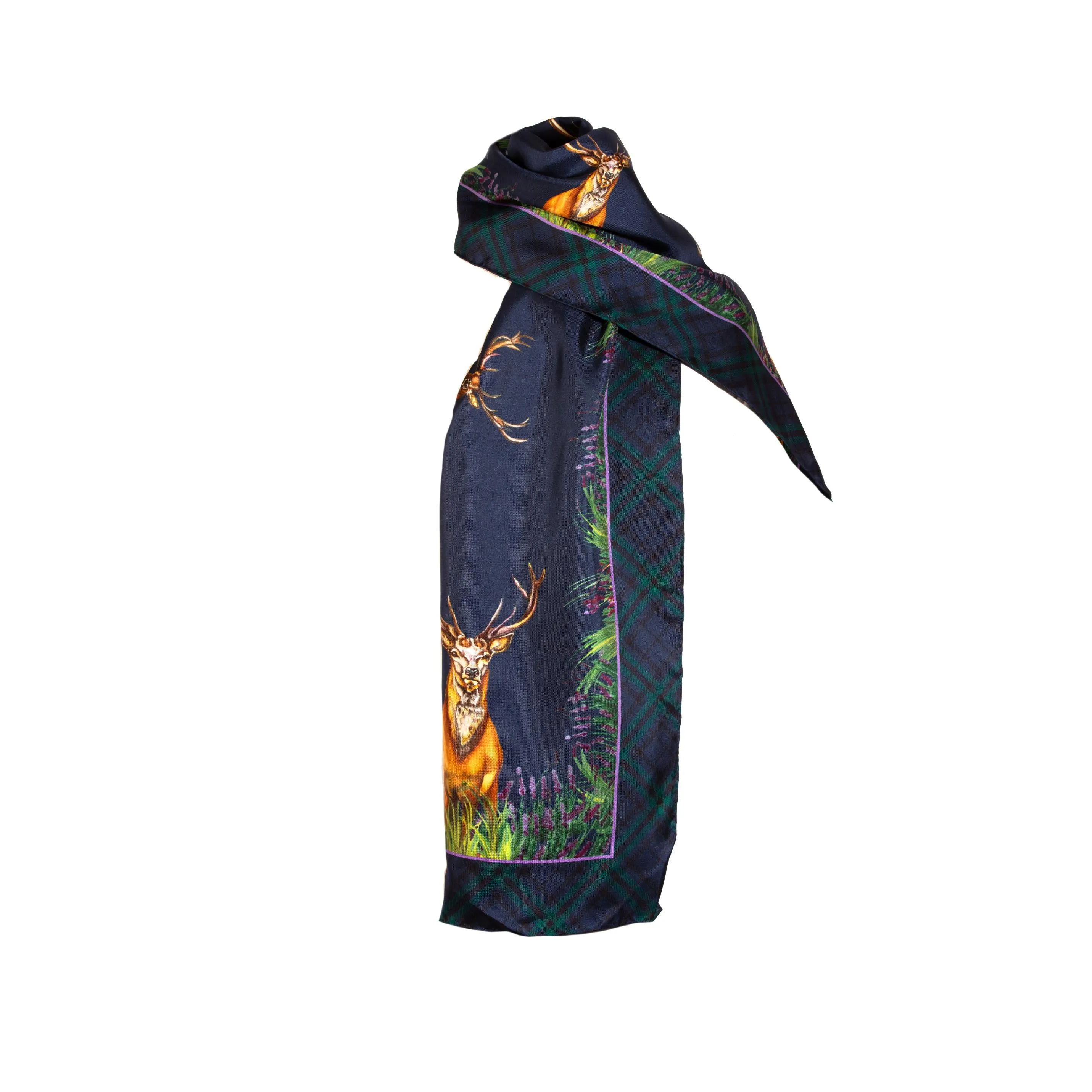 Caledonia Navy Blue Classic Pure Silk Scarf