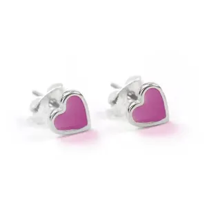 Carrie Elspeth Cashmere Rose Silver Plated Enamel Heart Stud Earrings