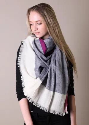 Classic Herringbone Berry Selvedge Cotton Scarf / Shawl / Wrap