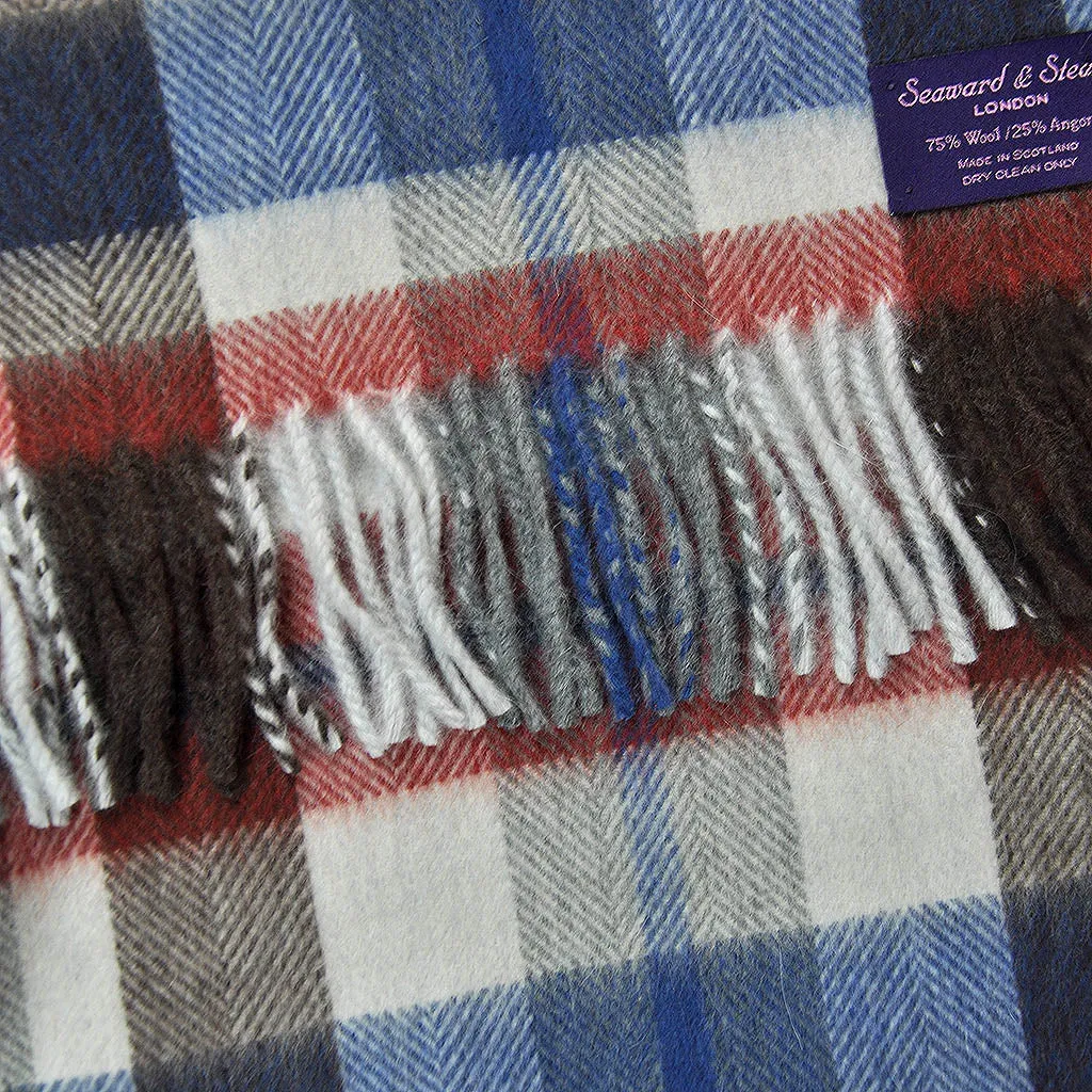 Classic Plaid Wool Scarf in Primary Pastel Colours