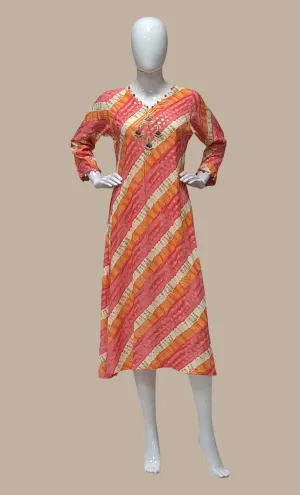 Coral Printed Kurti Dress