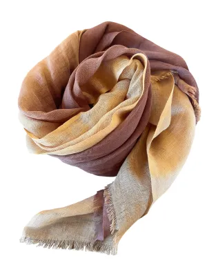 Cotton Linen Scarf Chocolate and Caramel