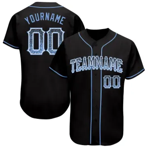 Custom Black Light Blue-White Authentic Drift Fashion Baseball Jersey