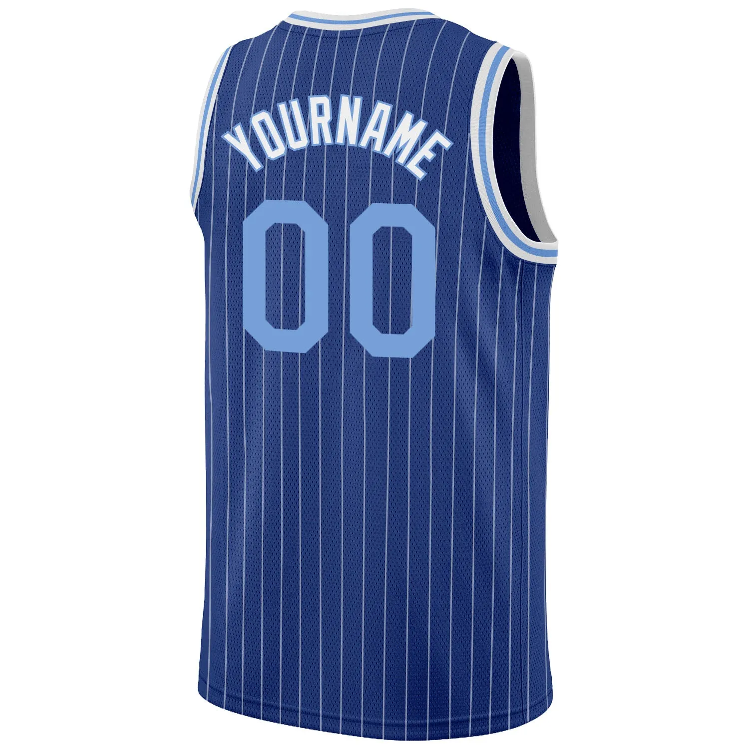 Custom Royal White Pinstripe Light Blue-White Authentic Basketball Jersey