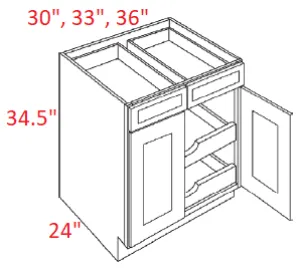 EB22-B33-POS2 Elegant Dove Assembled 33" Base Cabinet With Roll Outs