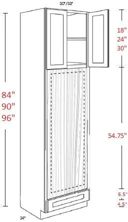 EB22-OVD3090 Elegant Dove Assembled Double 30x90 Oven Cabinet