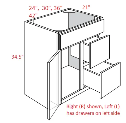 EB22-V4221D-R Elegant Dove Assembled Vanity Sink Base cabinet