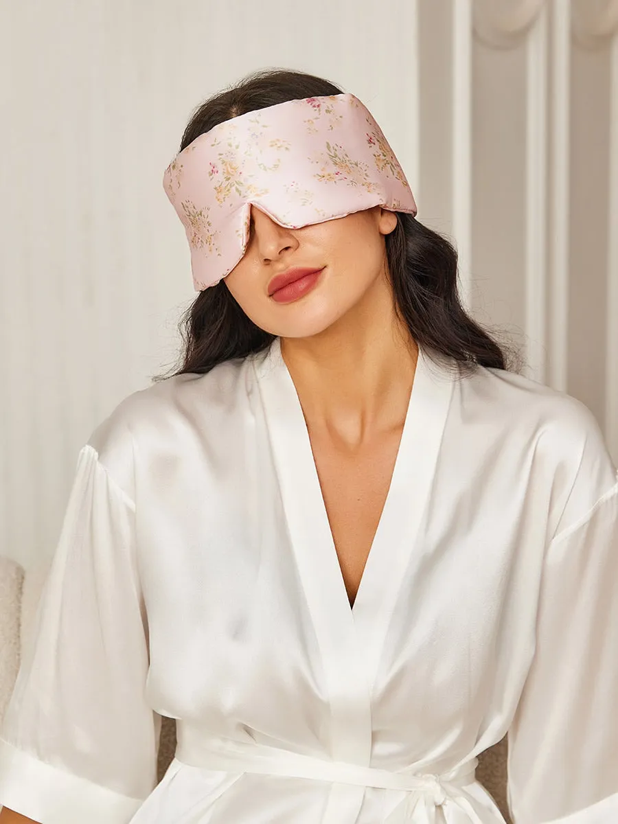 Elegant Floral Printed Silk Sleep Eye Mask