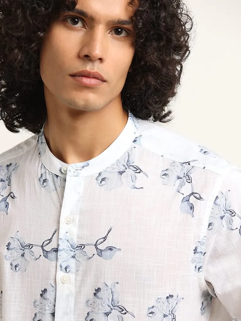 ETA Light Blue Floral Print Resort Fit Shirt