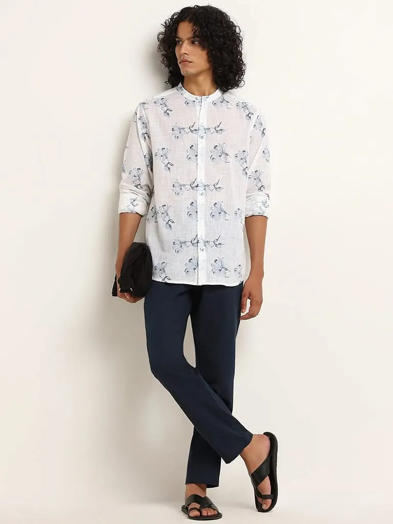 ETA Light Blue Floral Print Resort Fit Shirt