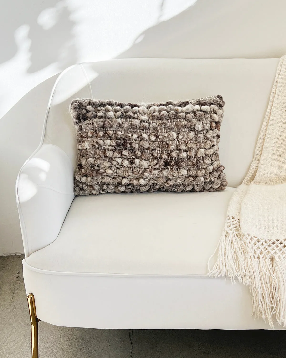 Fatima Bobble Throw Pillow in Gray