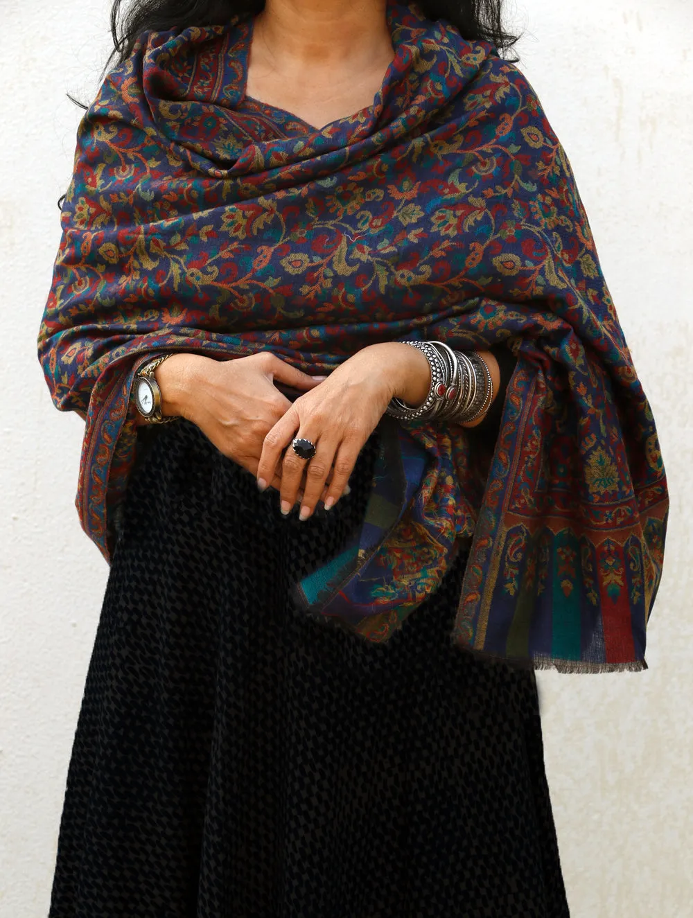 Fine, Soft Kashmiri Kani Pattern Wool Stole