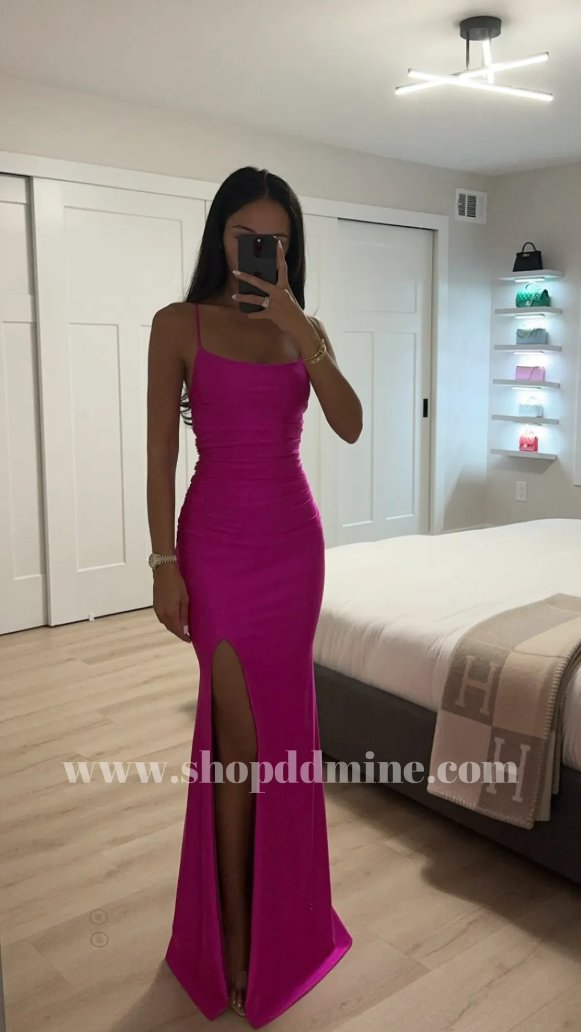 FUCHSIA SATIN GOWN