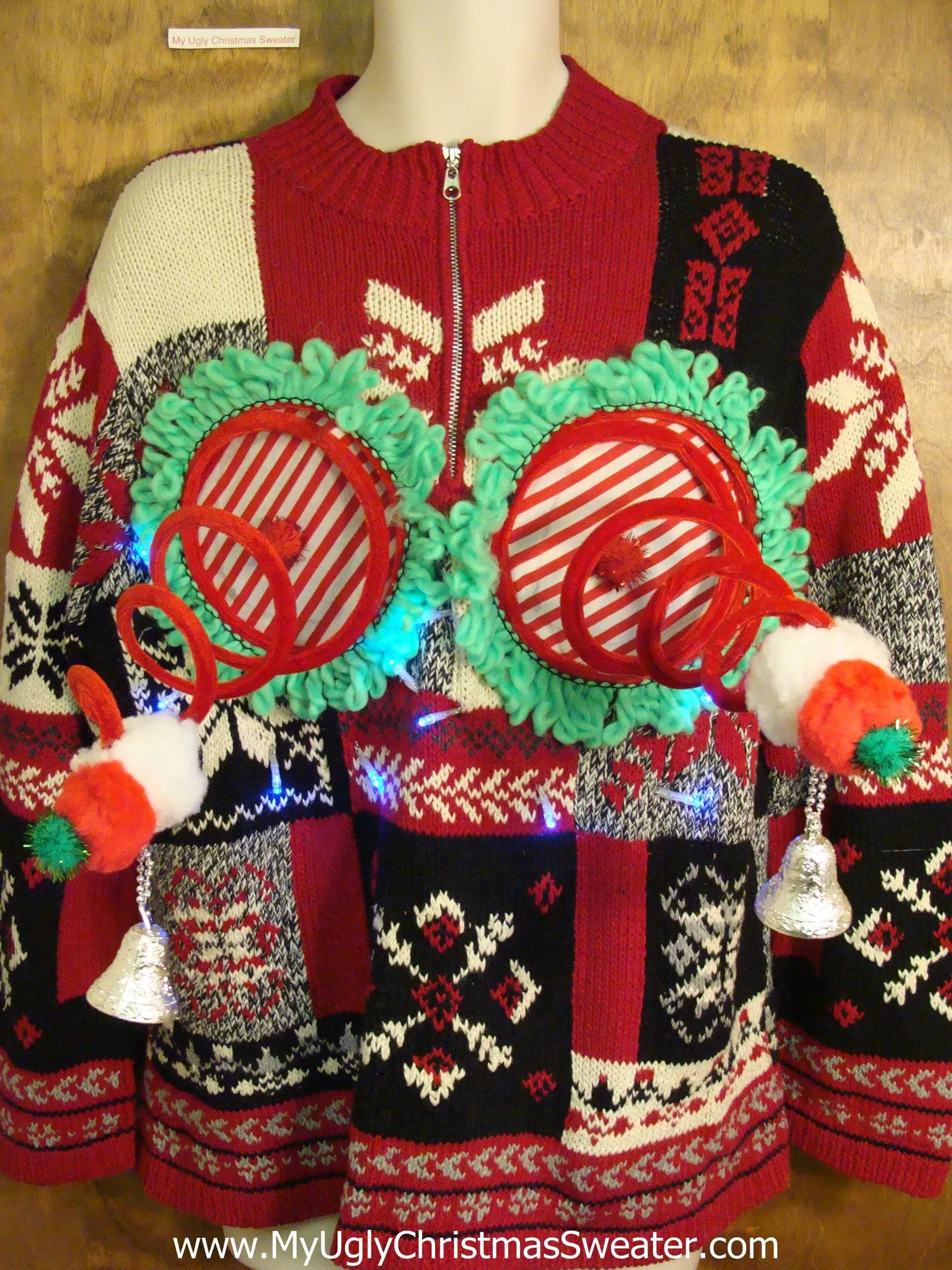 Funny Patchwork Light-up Naughty Ugly Christmas Sweater