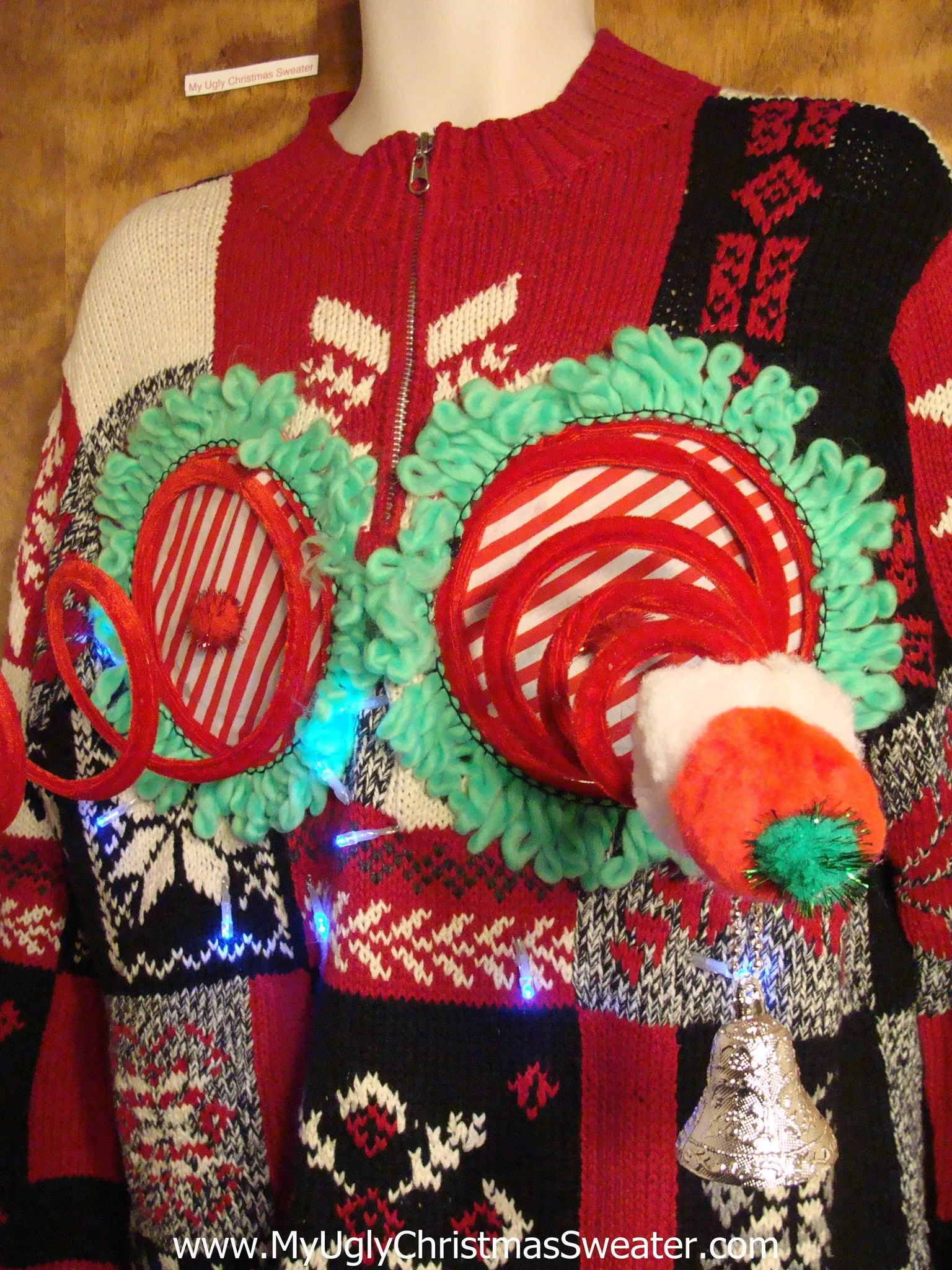 Funny Patchwork Light-up Naughty Ugly Christmas Sweater