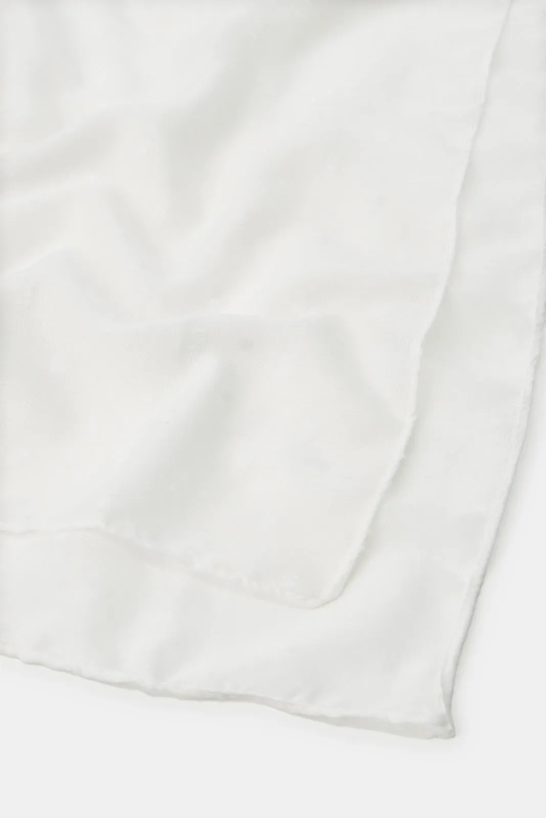 Girls White Plain Scarf