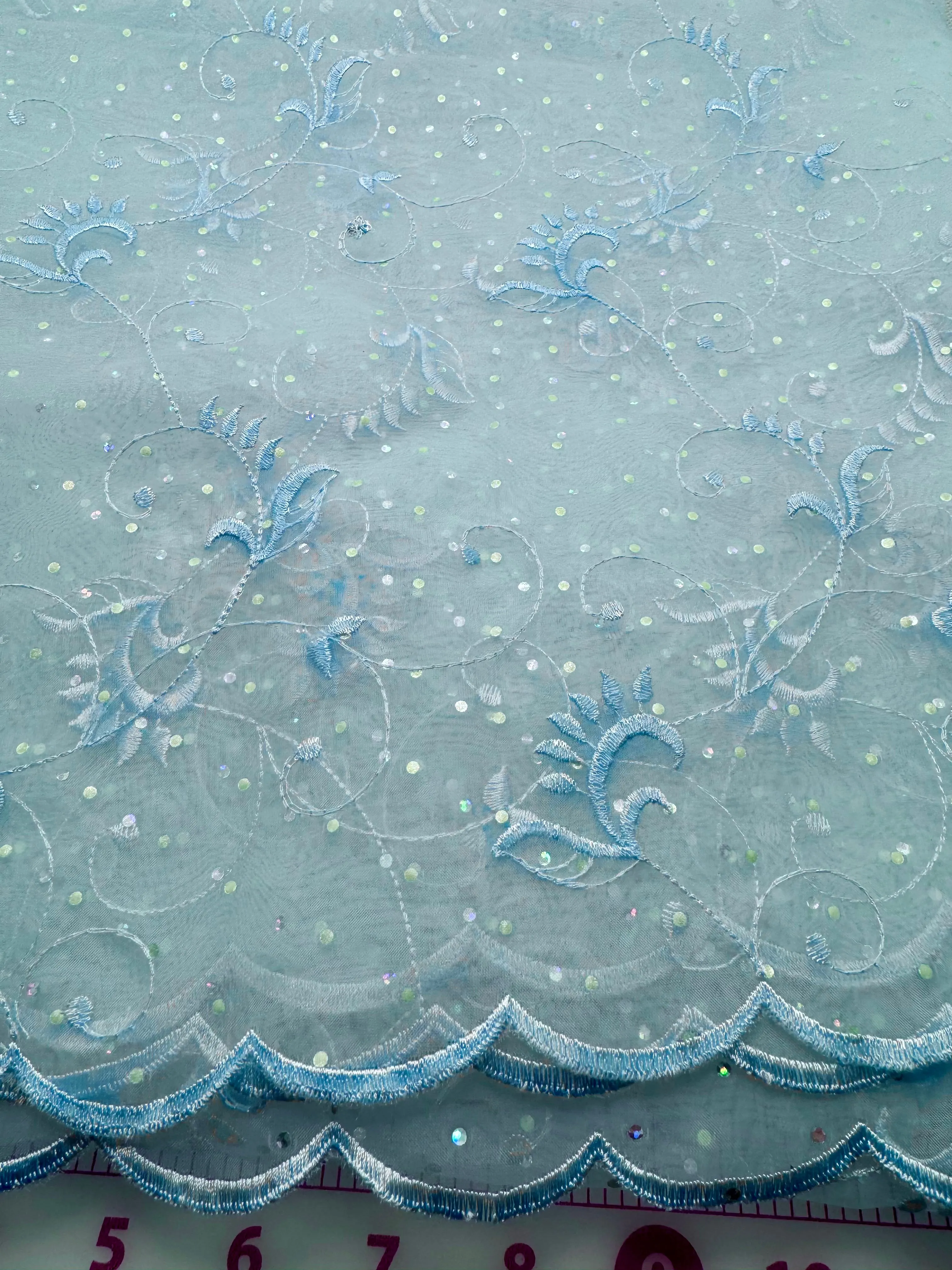 Grab Bag - Embroidered Organza with Sparkle Light Blue