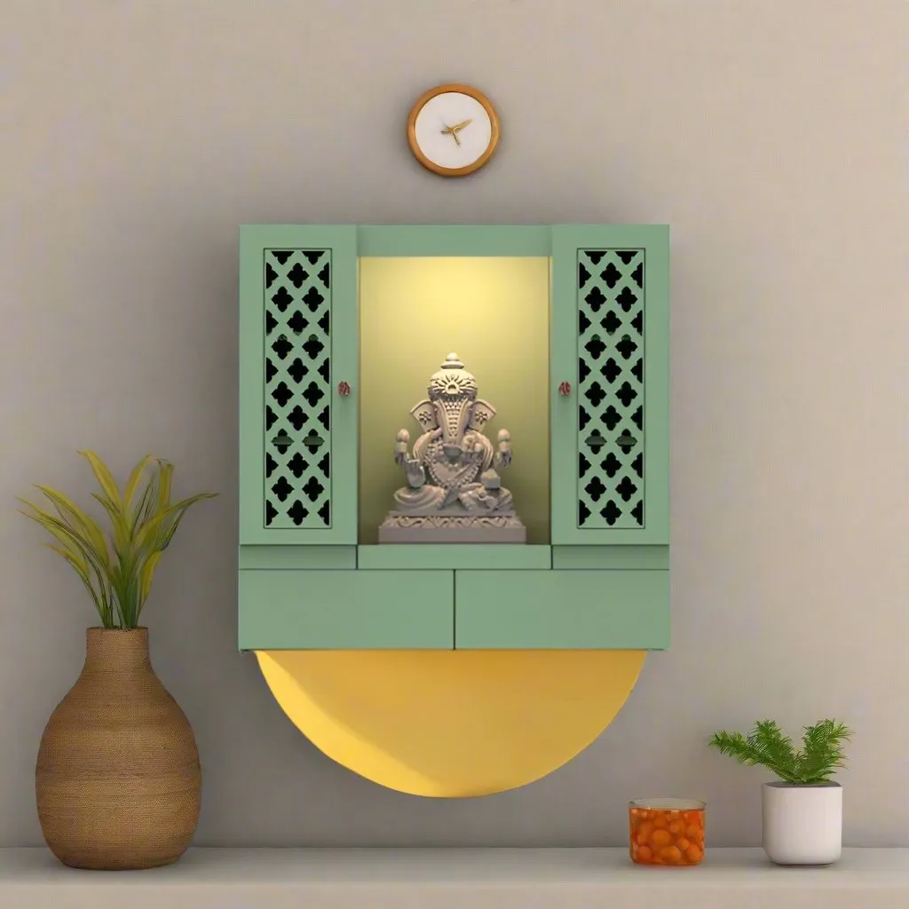 Graceful Devotion: Wall-Mounted Puja Shelf With Elegant Design