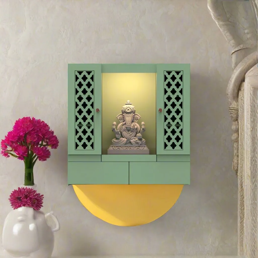 Graceful Devotion: Wall-Mounted Puja Shelf With Elegant Design