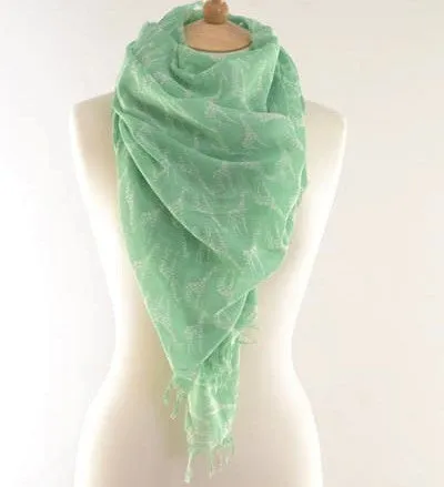 Green Giraffe Print Scarf