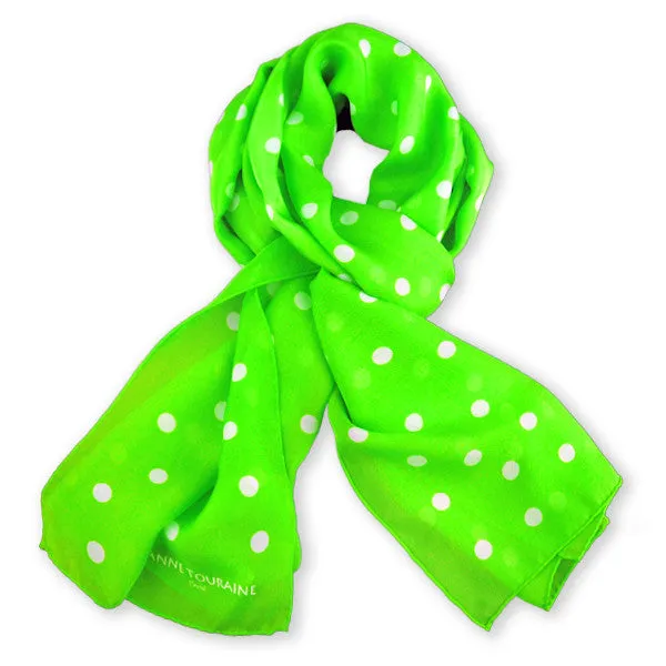 GREEN POLKA DOT SCARF - 67x26"