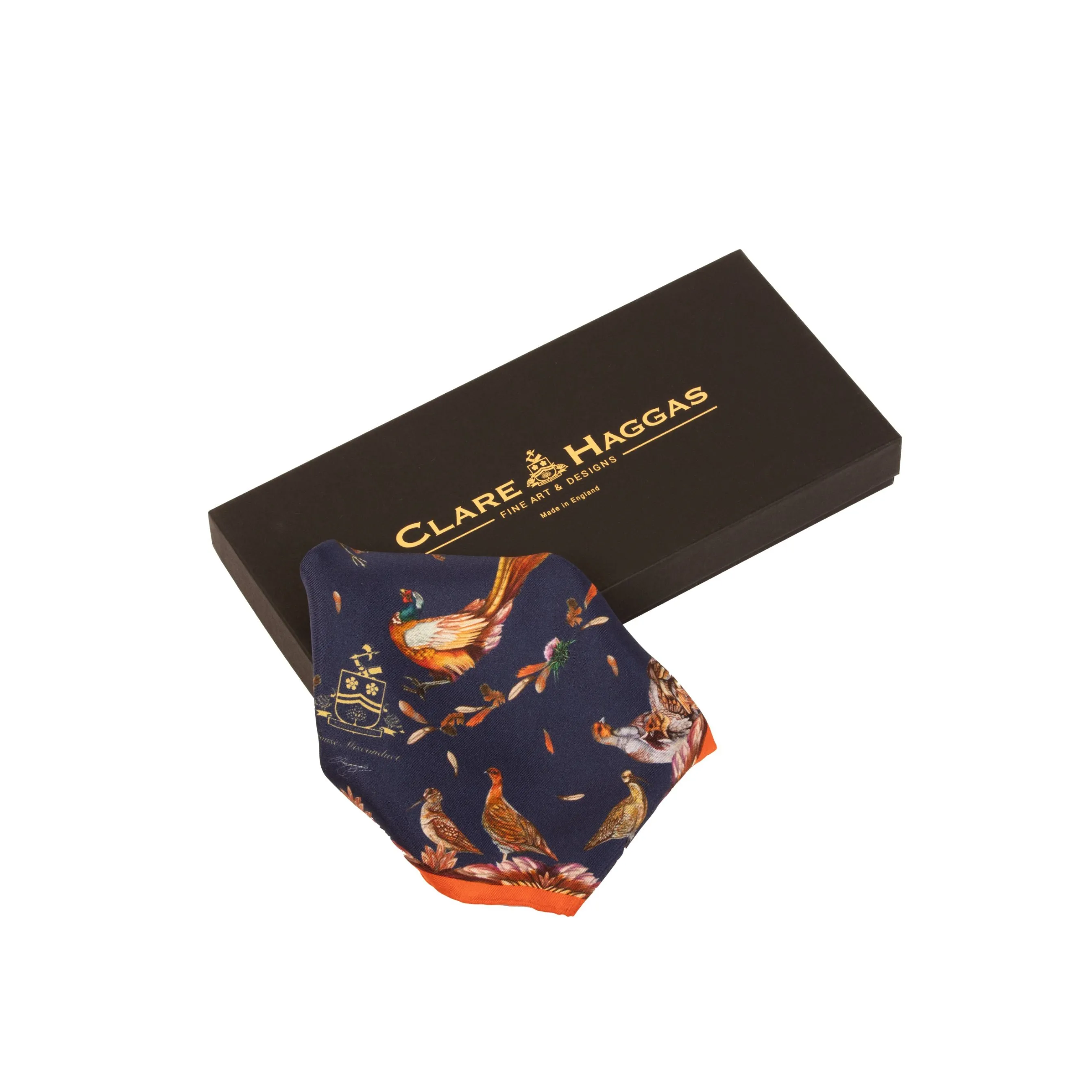 Grouse Misconduct Navy & Seville Orange Mini Square Silk Scarf