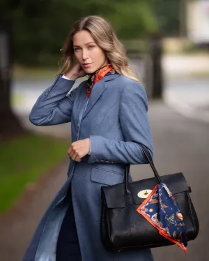 Grouse Misconduct Navy & Seville Orange Mini Square Silk Scarf