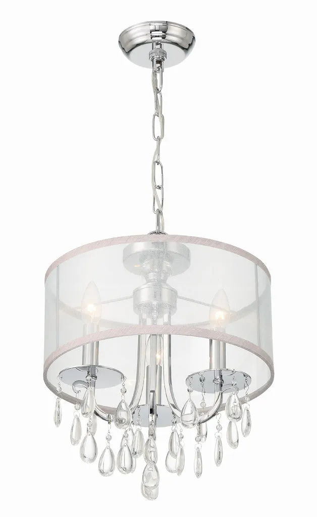 Hampton 3 Light Polished Chrome Clear Crystal Drum Shade Mini Chandelier