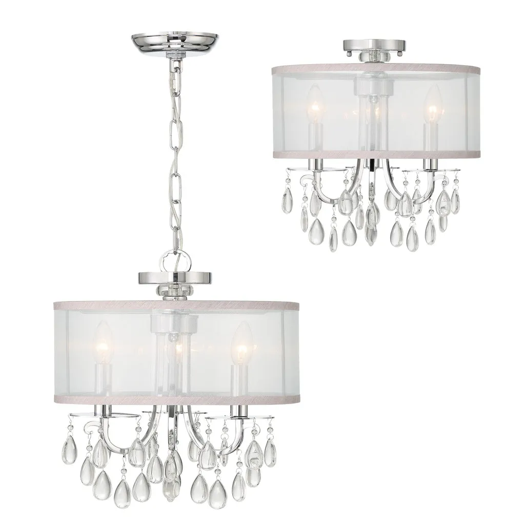 Hampton 3 Light Polished Chrome Clear Crystal Drum Shade Mini Chandelier