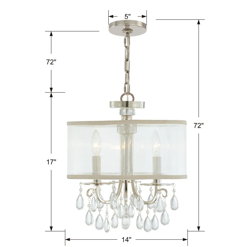 Hampton 3 Light Polished Chrome Clear Crystal Drum Shade Mini Chandelier